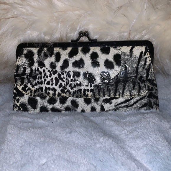 NWOT Animal Print Leather Clutch/Wallet leapard panther minimal statement bag - Picture 1 of 13